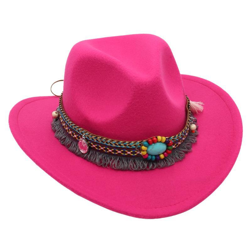 British Jazz Hat Big Eave Hat Square Ribbon French Top Hat Men'S And Women'S Cashmere Felt Hat