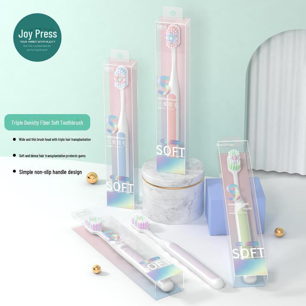 Brosse à dents à poils souples Yuean pour adultes avec fibres triple densité, tête large, nettoyage frais, paquet individuel
