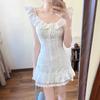 White Dress Women's Summer Beautiful First Love Small White Dress Summer Huge Beautiful Skirt Pure Waist Pinching a Word Short Skirt