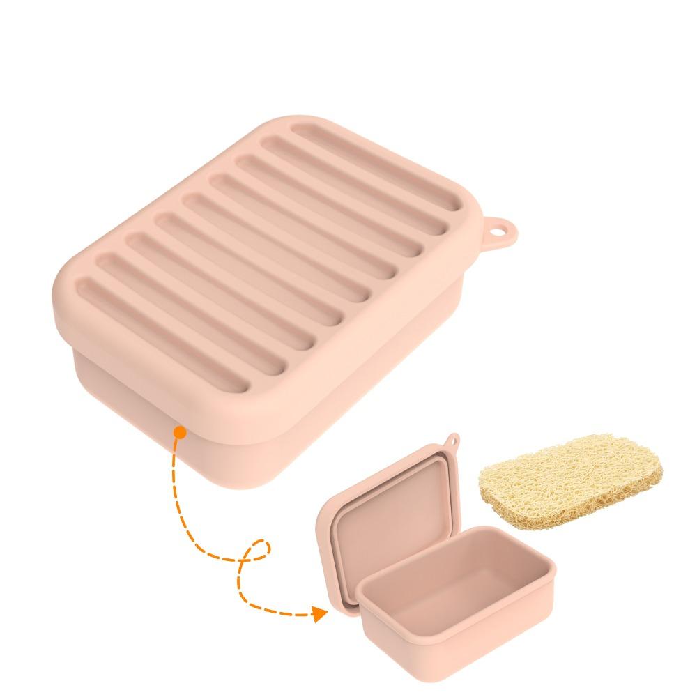 Travel Essential Portable Soap Box with Lid Square Leakproof Travel Soap Dish Silicone Soap Storage Box