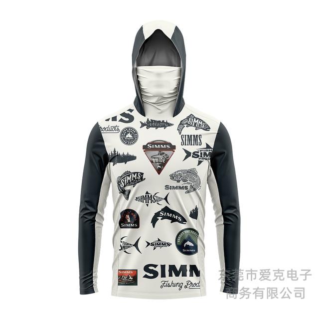 SIMMS Fishing Suit Fly Fishing Luya Hoodie Summer Men's Long Sleeve Sunscreen Clothing Hooded Mask Quick Drying Breathable
