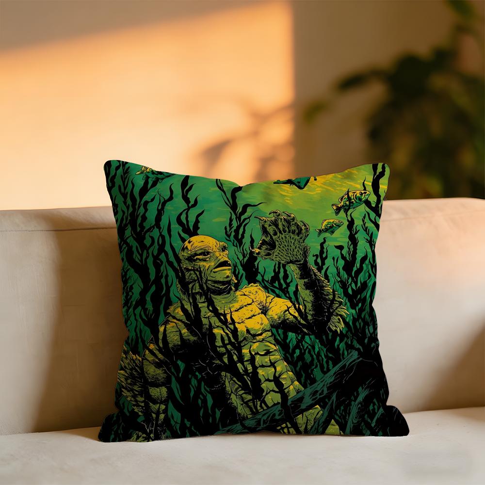 The Creature From The Black Lagoon Cushion Cover Cozy Velvet Throw PillowSoft Warm Cushion For Sofa Bed