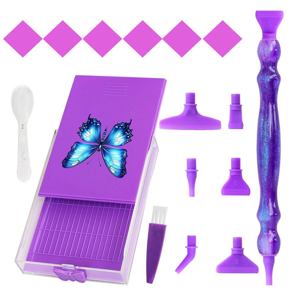 5D Diamond Painting Art Tools Kit - 16pcs Multi-Style Multifunctional Pen Heads,Resin Point Drill Pen,Wax, Storage Tray & Brush