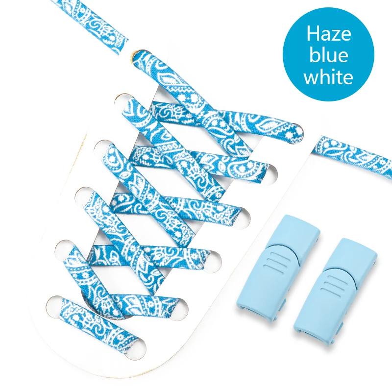 Magnetic Buckle Lock Shoelaces Without Ties Cashew Flower Print Shoelace No Tie Shoe Laces Flat Elastic Laces Sneakers Kid Adult
