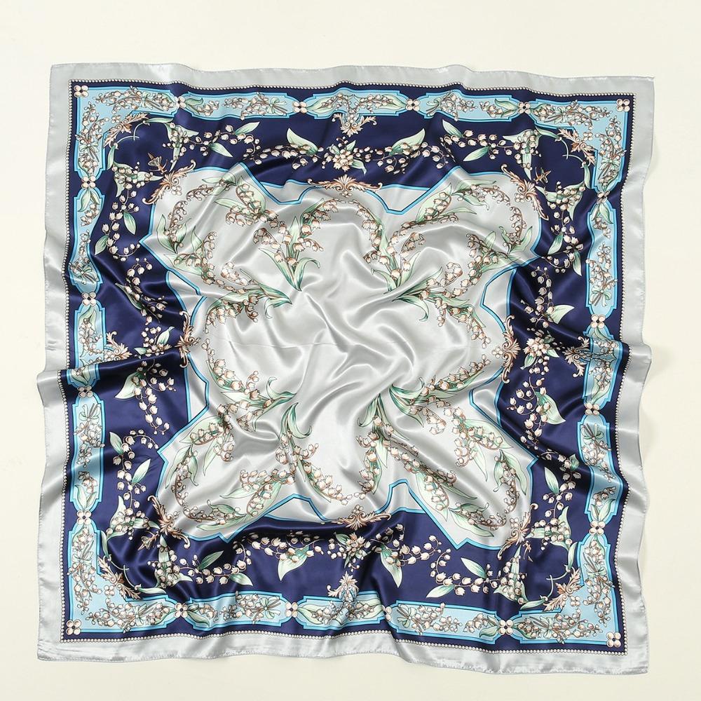 Square Women Head Scarf Printed Female Shawl Wrap Elegant Large Hair Bandana