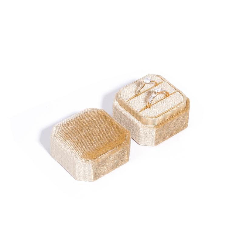 Velvet Ring Box Double Ring Box With Detachable Lid 2 Slots Octagon Ring Display Holder Case For Engagement Wedding Proposal A1