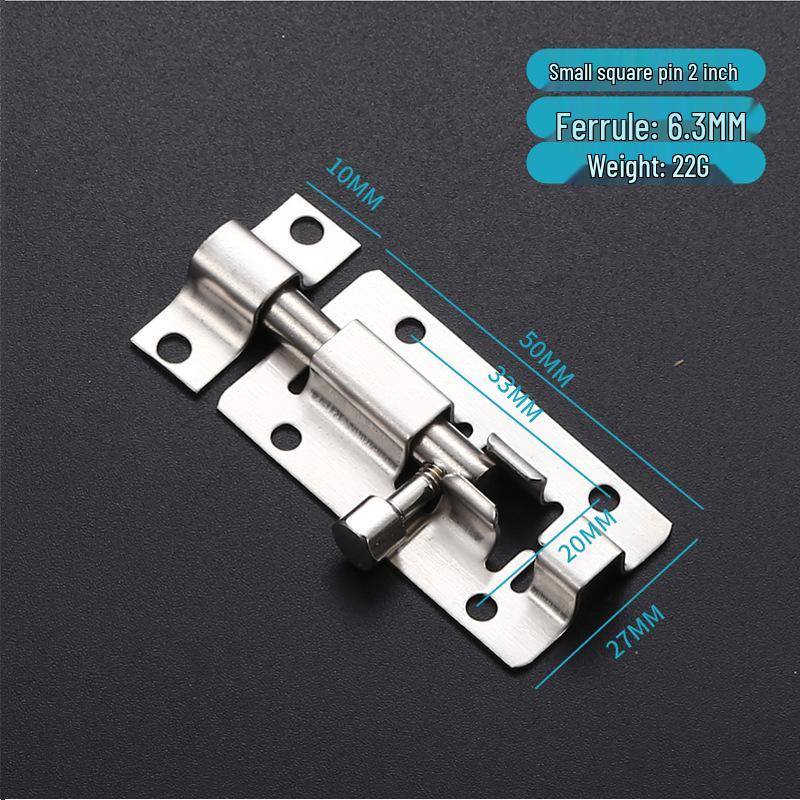 Thickened Stainless Steel Anti-Theft Door & Window Latch: Square Bolt for Cabinets & Doors, Surface-Mounted, Chinese Style
