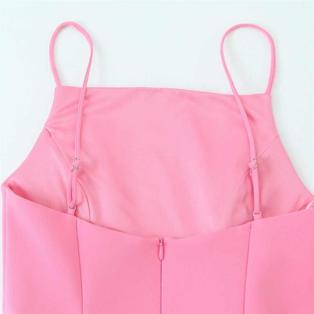 2025 Spring Women's Slim Fit Sweet Pleated Backless Camisole Dress