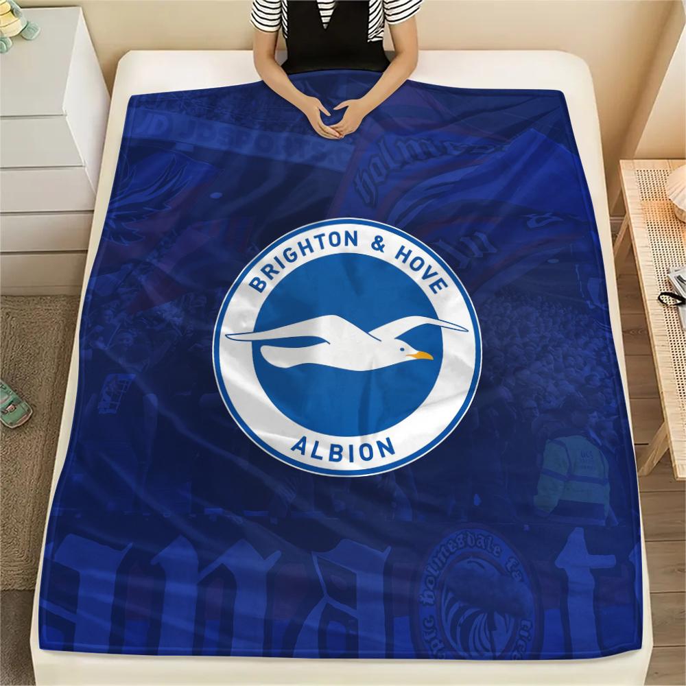 Brighton Team Logo,pattern Flannel Blanket, High Quality Comfortable for All Seasons, Home Decor, Warmth and Comfort, Perfect for Gifts.