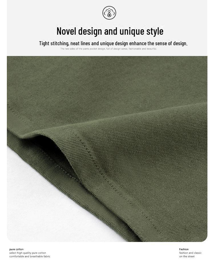 Men's Army Green Cotton Casual Work Shorts - Summer Loose Fit