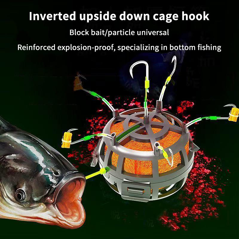 Schnurhaken Angelköderkorb 6 Haken Kohlenstoffstahl Vorfach Futterkorb Blei Design Quadratische Köderform Angel-Federköderkorb