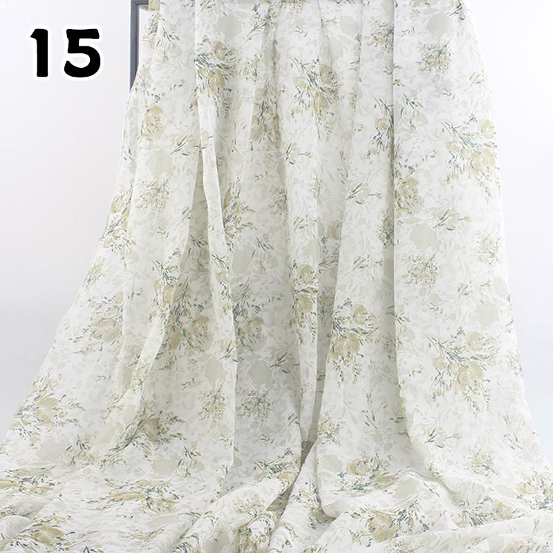 1M 75D Retro Flower Chiffon Fabric Breathable Thin And Light Draped Fairy Designer Fabric For Diy Sewing Summer Dress Shirts