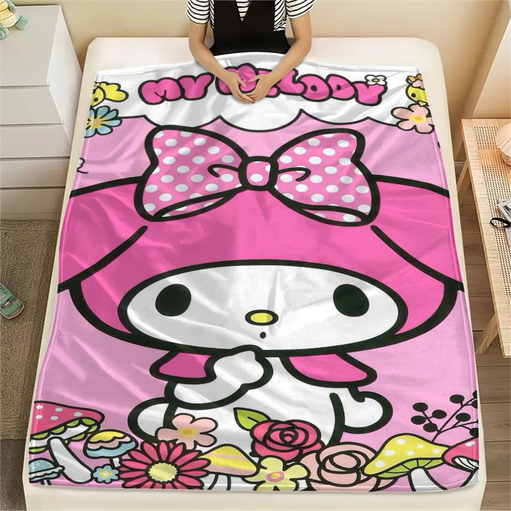 Pink Bunny Umbrella Cloud Print Blanket Home Decor Soft And Comfortable Machine Washable Nap Blanket Outdoor Plush Blanket