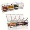 1Pc Clear Seasoning Box,Set of 4 Seasoning Storage Container with Spoon Clear Seasoning Rack Spice Pots for Pepper Spice