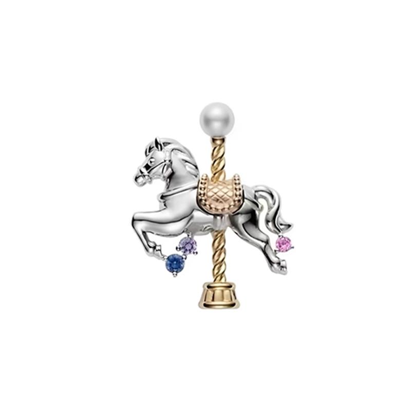 Akoya Pearl Brooch PendantCarousel Shaped Convertible Design for Necklace Coat Scarf Gift Jewelry Fashion Brooches