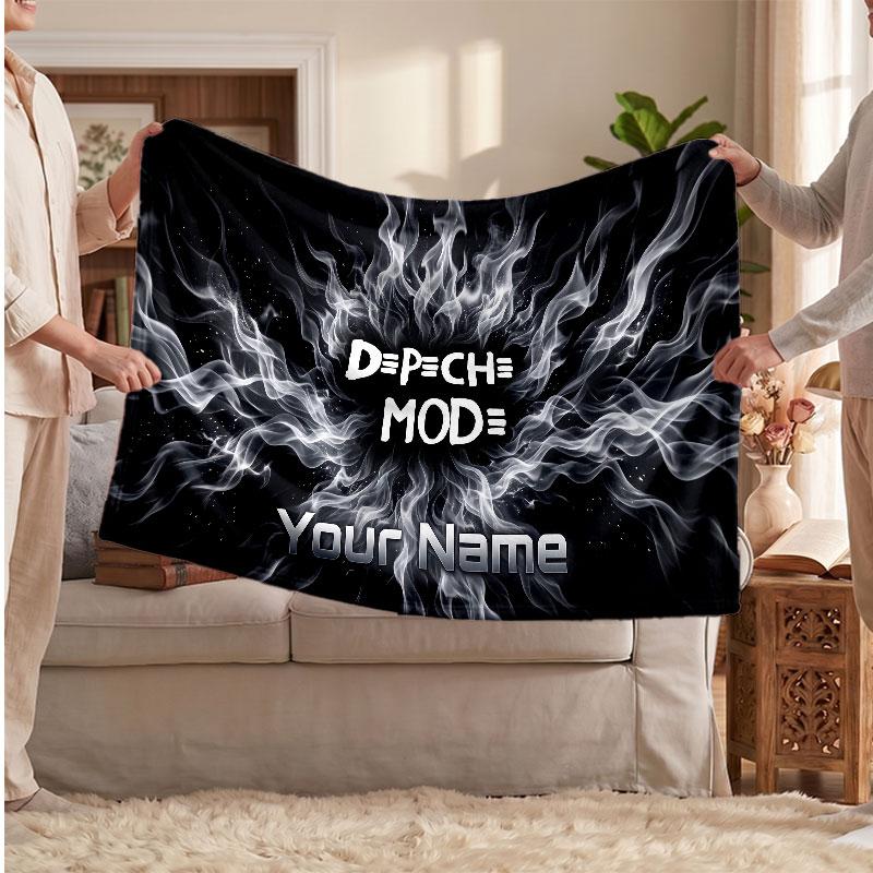 Depeche Mode Flanelldecke, Personalisierbarer Text mit Namen, Weiche Überwurfdecke, Heimdekoration, Geschenk