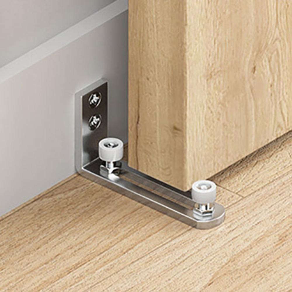 Wall-mounted Barn Door Swing Stop Double Wheel Bottom Guide Smooth Barn Door Floor Guide  Garage