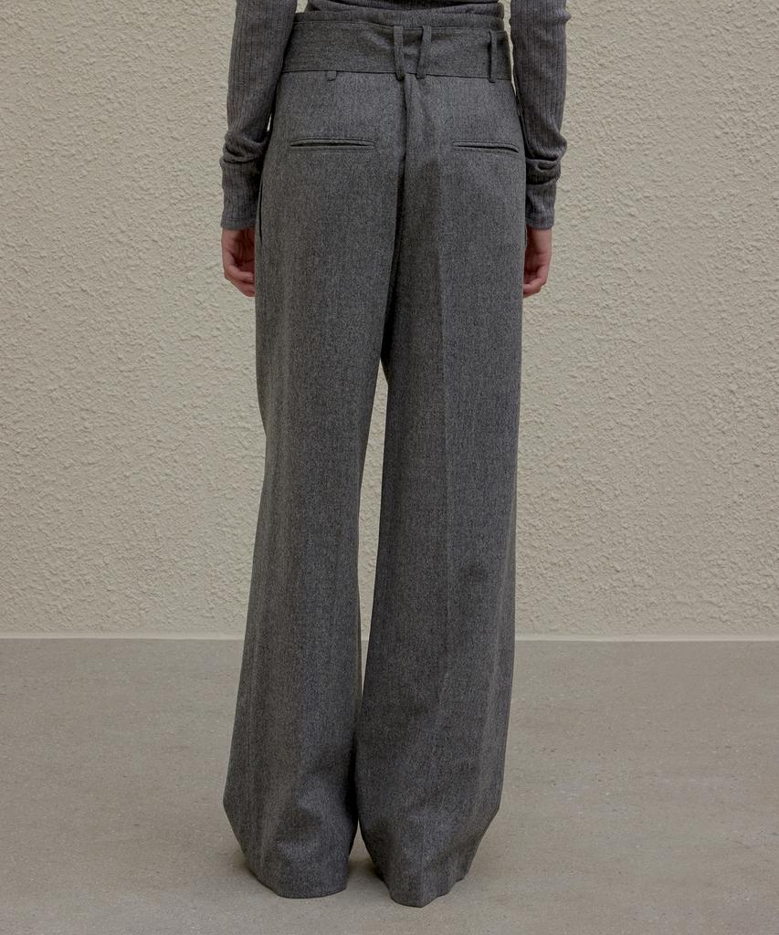 NORMOR Belted Wide Pants Gray