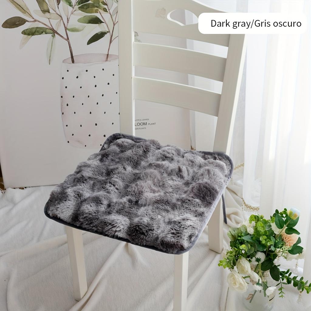 Chair Cushion, Gradient Imitation Rabbit Fur Plush Chair Cushion, Pet Friendly Seat Cushion,Winter Thick Plush Dining Chair Cushion