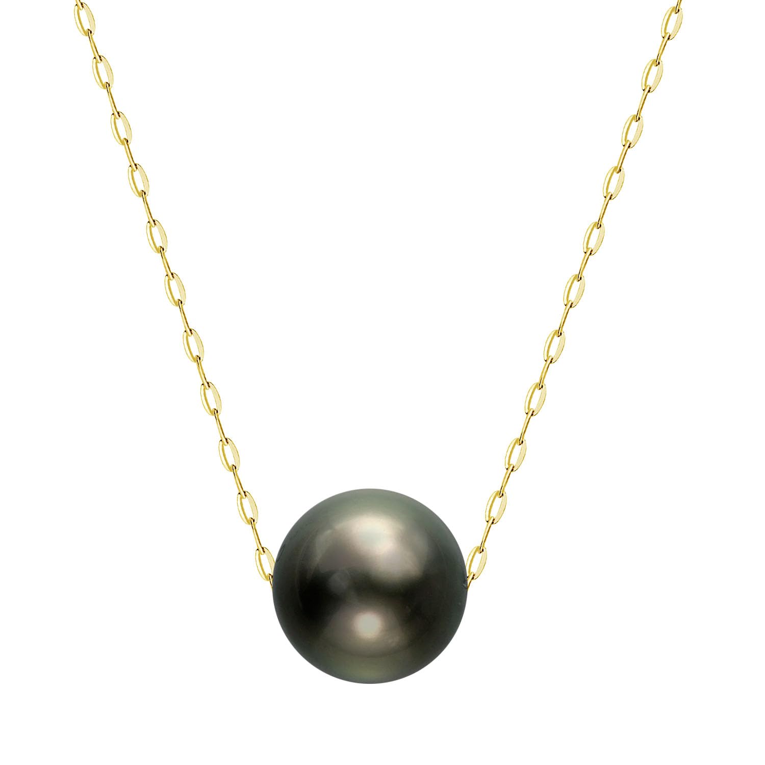

Lala Christie Black Pearl 12mm with Certificate of 18K Gold Women s Necklace, (18K Gold), Authenticity, (lp107-0001-yg)