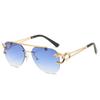 New Rimless Sunglasses Pilot Fashion Metal Frame Women Men Large Round Sun Glasses for Female Male Gradient Traveling Oculos