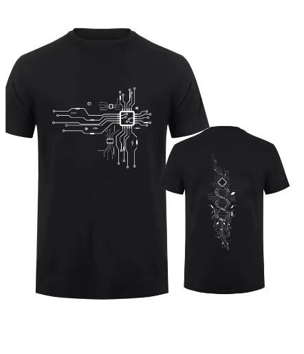 New Men s T-Shirt O-Neck Men s T-Shirt, Men s T-Shirt CPU Processor Circuit Diagram Printing Man Top T-Shirt T XXS