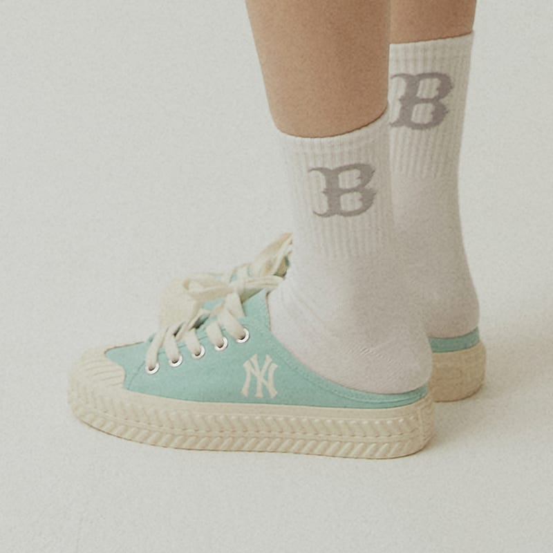 MLB Playball Mule Mules Slip Resistant Abrasion Resistant Low top Canvas Shoes Unisex Green 32SHS1111-50T