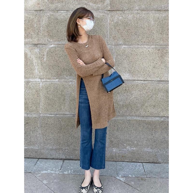 

Высококлассная юбка-свитер с длинным рукавом и разрезами, женская, ранняя весна, новый темперамент, ленивый ветер, вязаная юбка XL верблюд