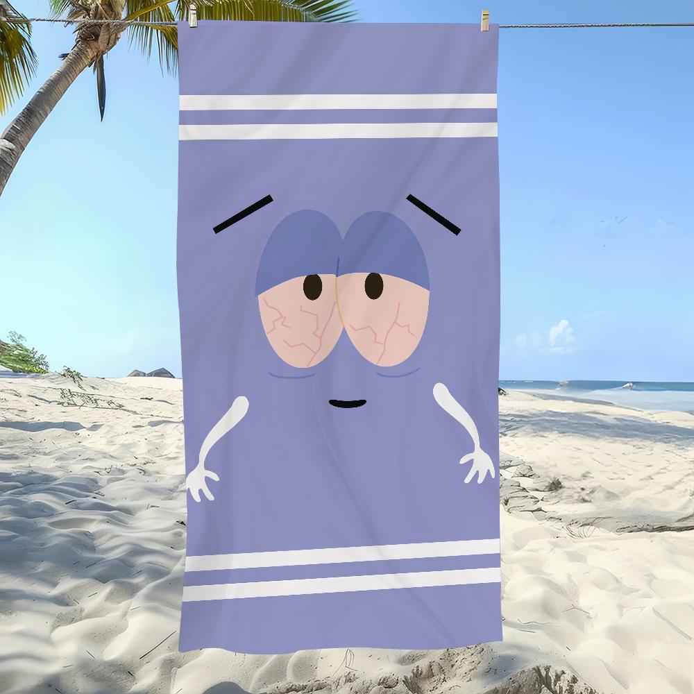 Funny Cartoon Face Beach Towel Flat Print Red Eyes Purple Microfiber Bath Towel for Travel Pool Outdoor Vacation Humor Gift