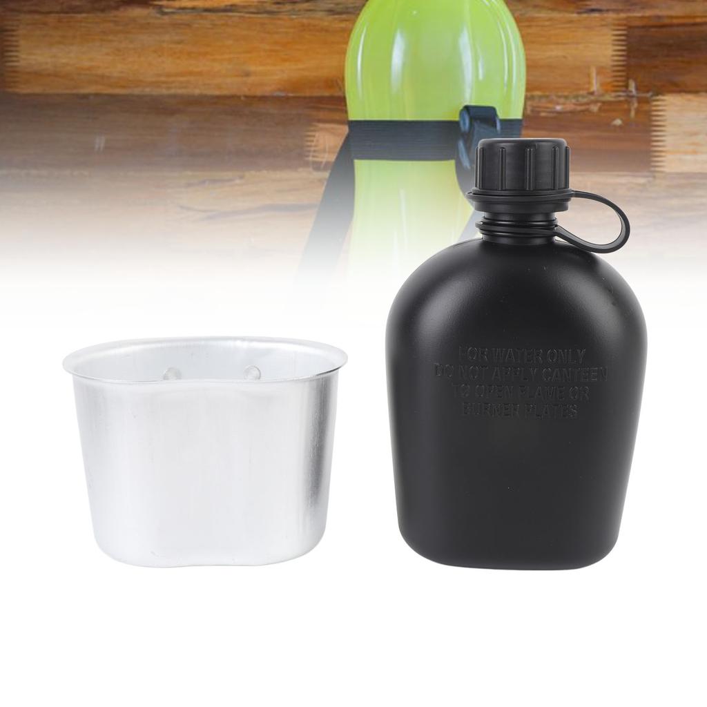 Outdoor Canteen Kit PE 1L Canteen Water Bottle with Bottle Pouch and Cup for Camping Hiking Backpacking
