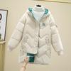 Cappotto parka medio lungo da donna spesso allentato invernale a maniche lunghe con cappotto nero con cappuccio
