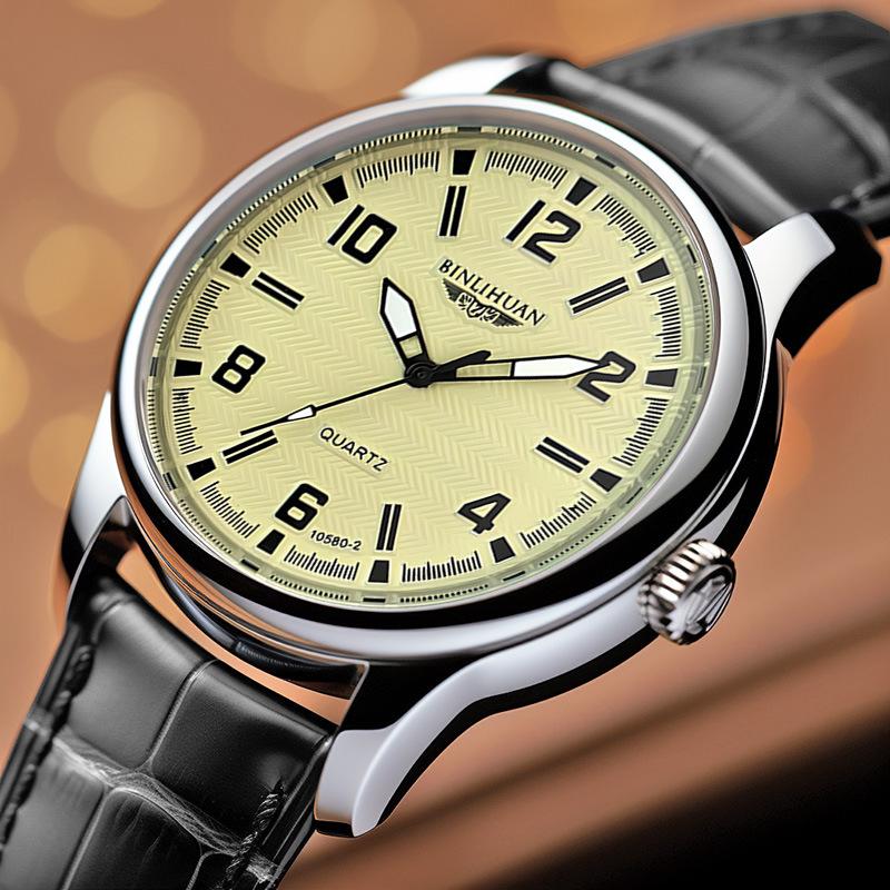 Men Wristwatch Business Quartz Clock Leather Sport Watch