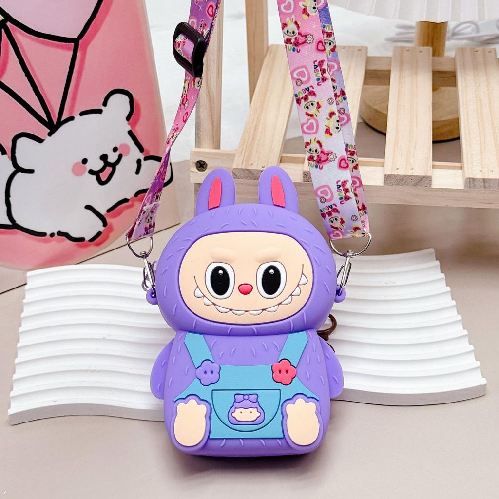 New children's cute Labubu princess bag medium coin purse cartoon portable coin bag silicone crossbody bag