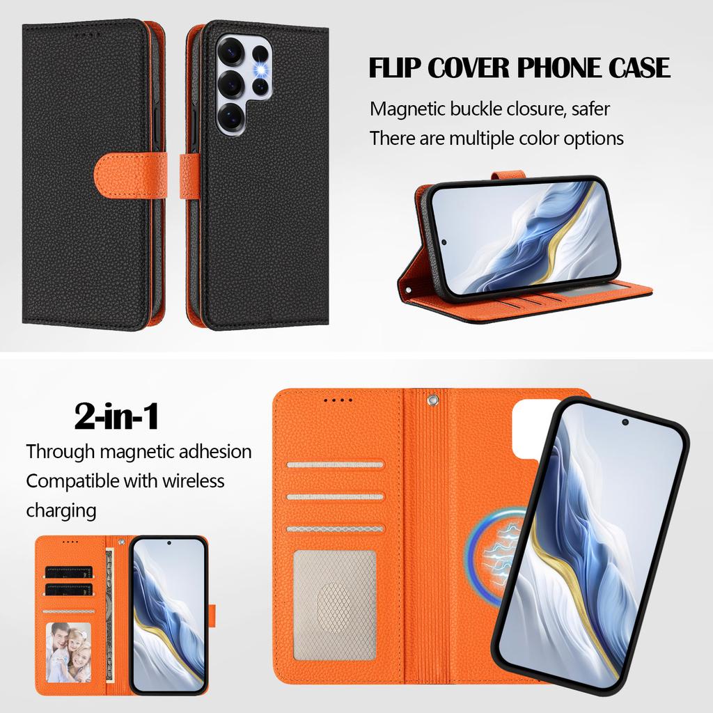 For Samsung Galaxy S25 Ultra Leather Magnetic Case Detachable Wallet Phone Cover with Hand Strap