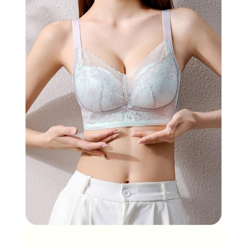 Adjustable Wireless No Side Bone Lace Push Up Bra For Small Chest