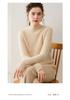 Women's Cashmere Sweater, Soft & Sticky, Half-High Collar, Solid Color, Seven-Gauge Knit, Thick Base Layer, Slimming Versatile Top.