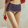 Sexy See Through High Waist Open Crotch Briefs Women Ultra-Thin Transparent Underpants Ladies Hollow Lace Mesh Panties Underwear