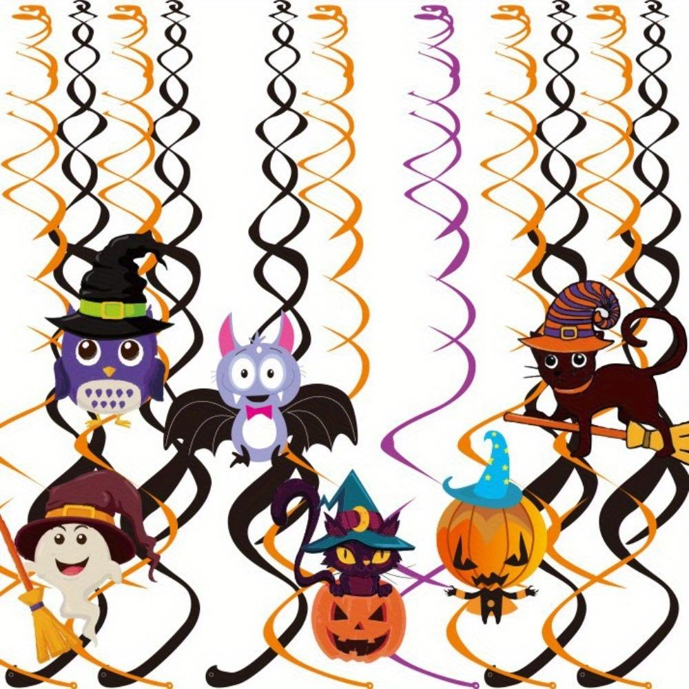 2sets Happy Halloween Banner Paper Triangle Flag Bunting Circle Confetti Hanging Garland Honeycomb Ball Swirl Streamers Halloween Party Decorations