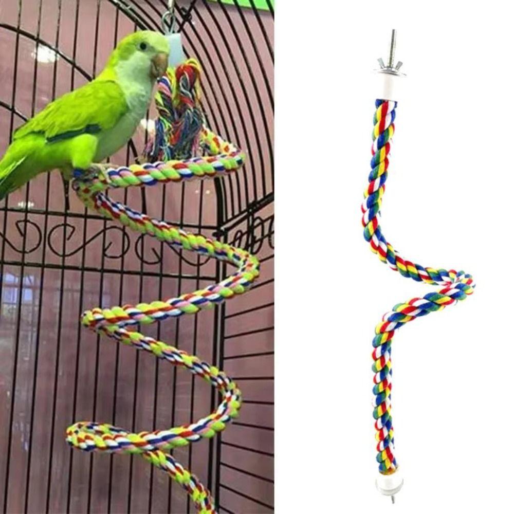 Colorful Parrot Rope Toy 40/80//105/200cm Parrot Stand Chewing Station Bird Perch for Cage Parrot