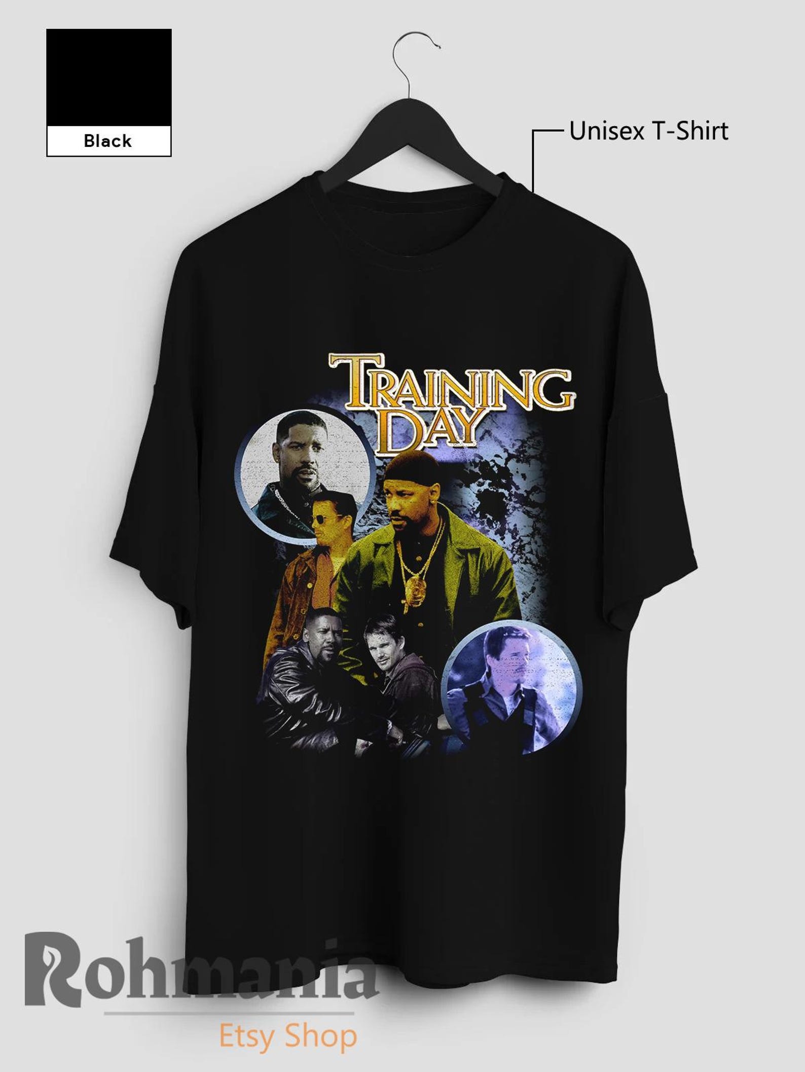 Denzel Washington T-Shirt, Traning Day Actor Movie Merch Shirt, Personalized Casual T-Shirt M