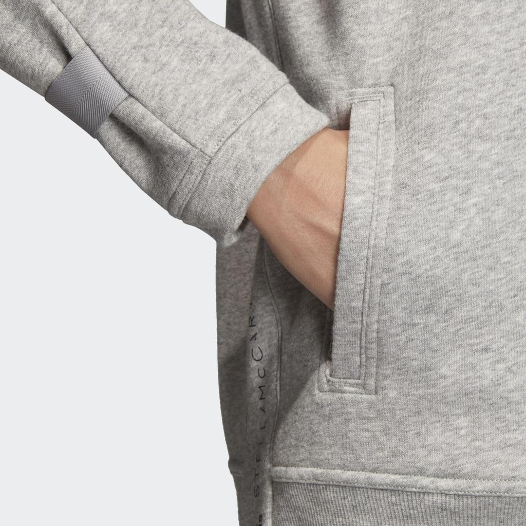 Adidas Solid Color Logo Hooded Sports Cardigan Women Hoodies Light-Gray EA2545