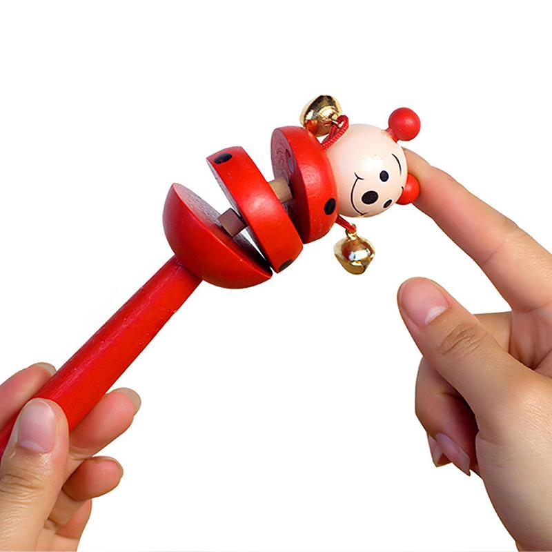 Baby Rattle Colorful Rainbow Hand Held Bell Stick Wooden Percussion Musical Toy For Ktv Party Kids Game