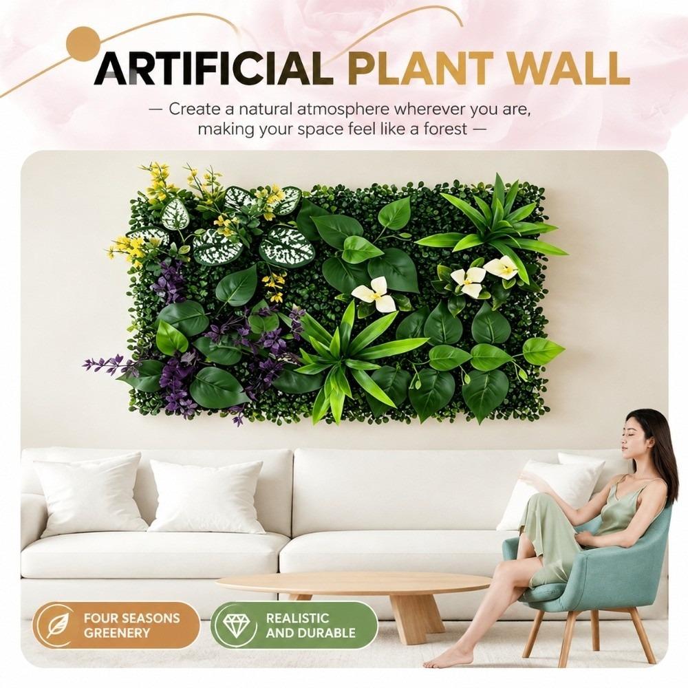 Plastic Fake Foliage Panel Fake Foliage Texture Vertical Garden Panel  Outdoor Garden
