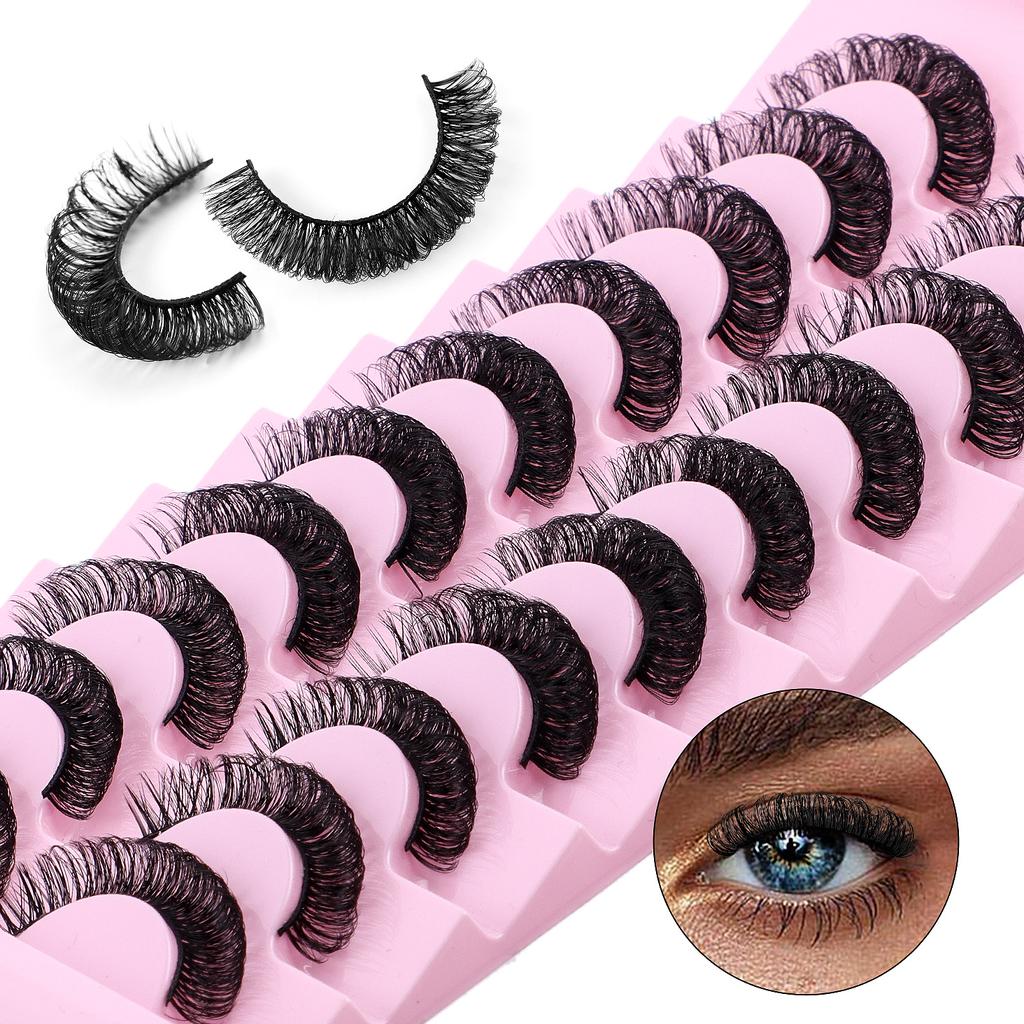 10 Pairs Of Curled False Eyelashes D Song Thick Curl Planting Grafting Natural Eyelashes