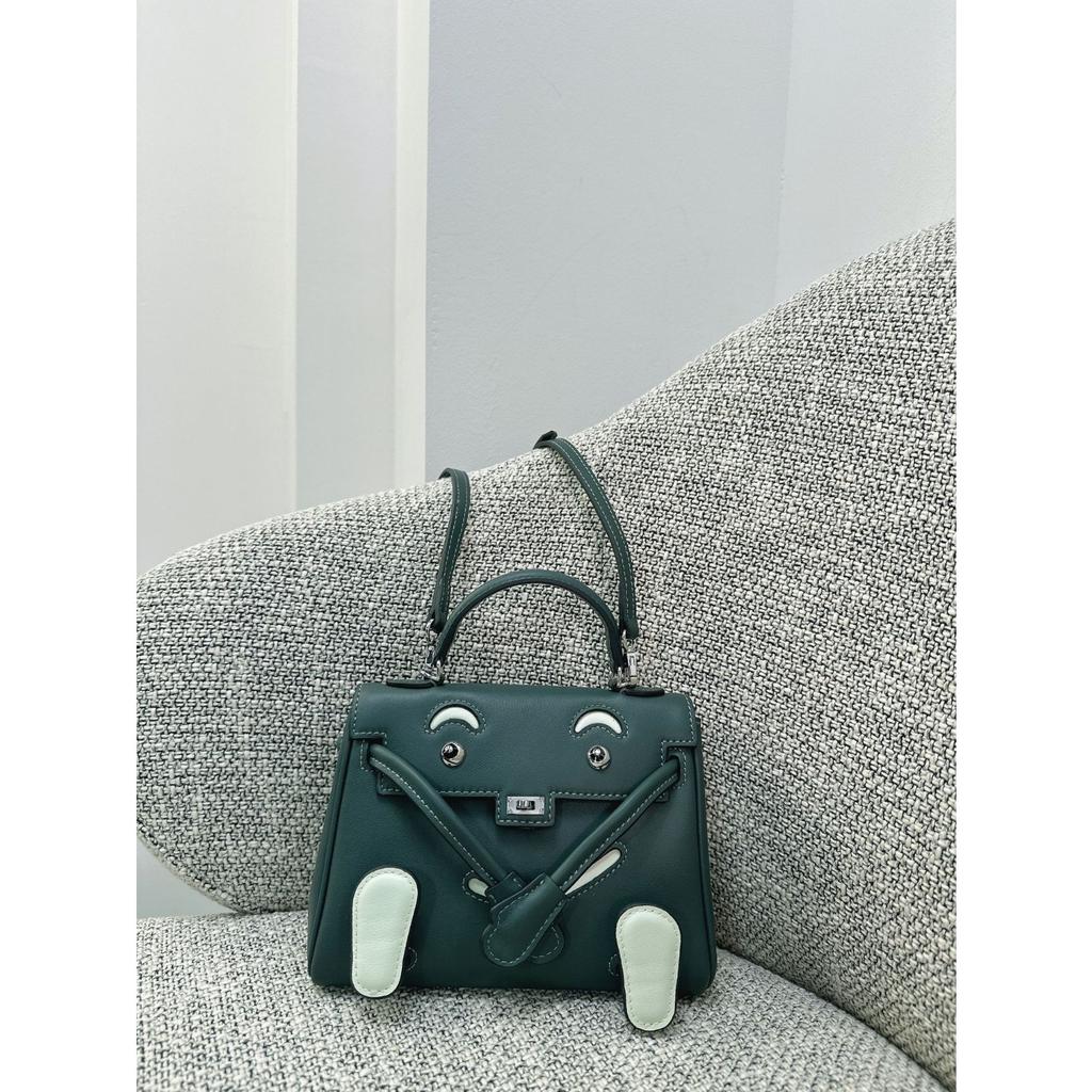 Millennium Doll Bag Smiley Face Bag Genuine Leather Mini Handbag First Layer Cowhide Alligator Pattern Shoulder Messenger Bag Women