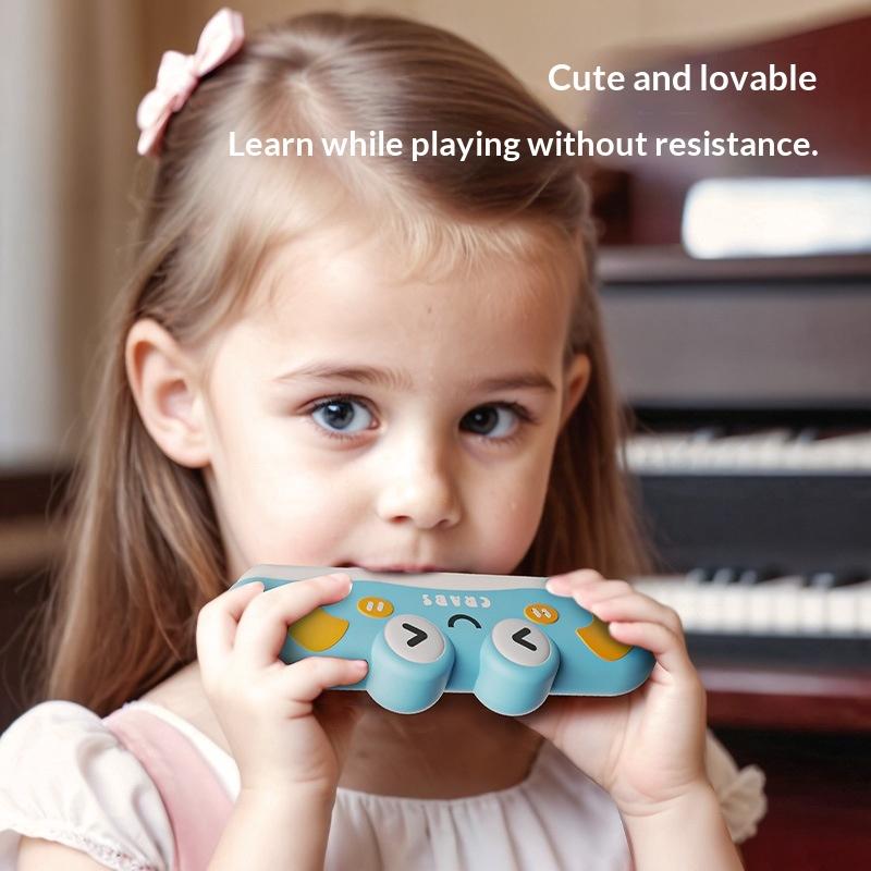 Armonica a Bocca Cartone Animato 32 Fori Fischietto Educazione Precoce Allenamento Design Carino Granchio Lavabile ABS Regalo Per Bambini Strumento per l'Apprendimento Musicale