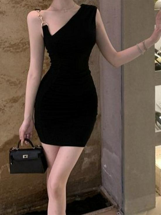 Elegant One-Shoulder Bodycon Little Black Dress