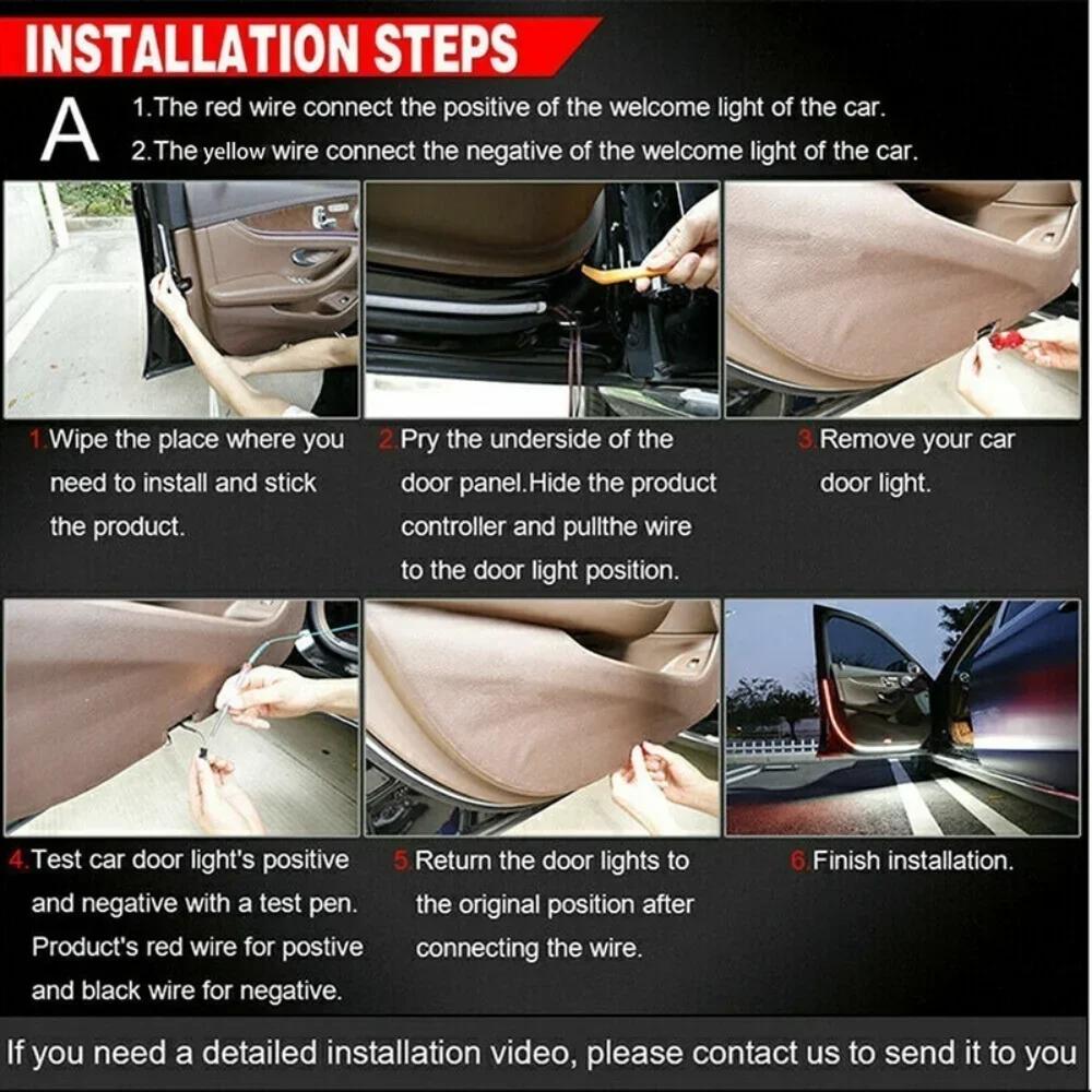 LED Strip Car Door Warning Light 120cm Ambient Atmosphere Lamp Welcome Decoration Auto Safety Accessories For Cars