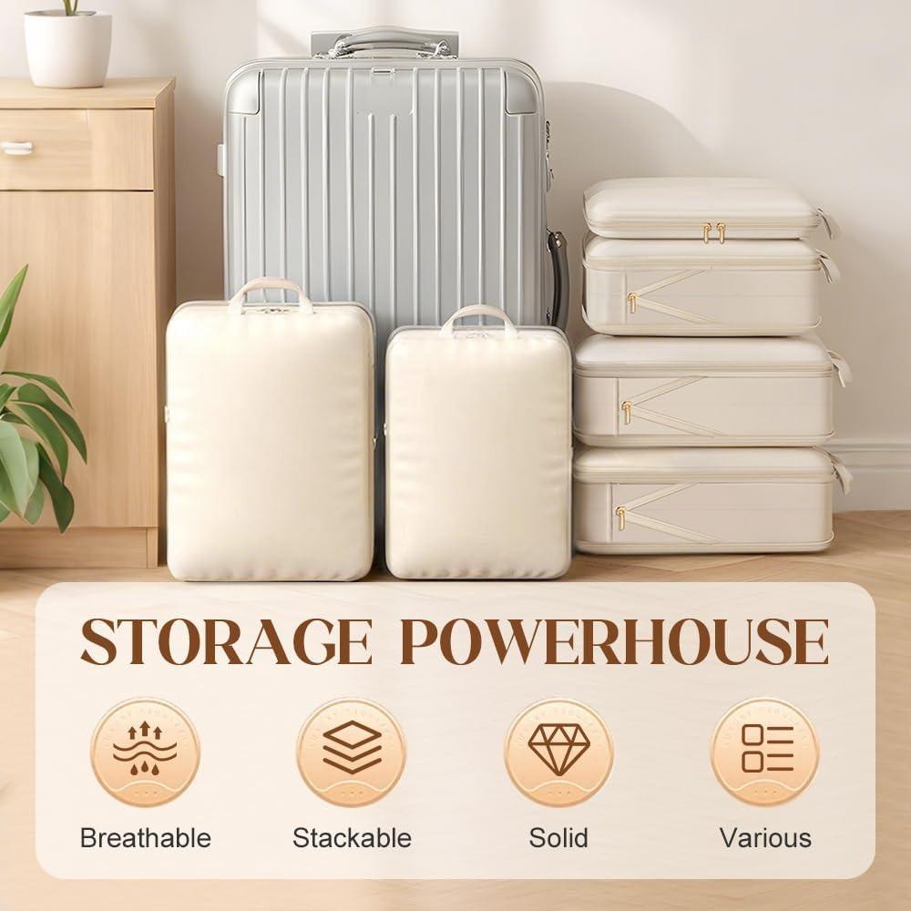 Ultra Space Saving Self Compression Organizer,2-Layer Comforter Storage Bag,Large Capacity Compression Storage Bags with Zipper