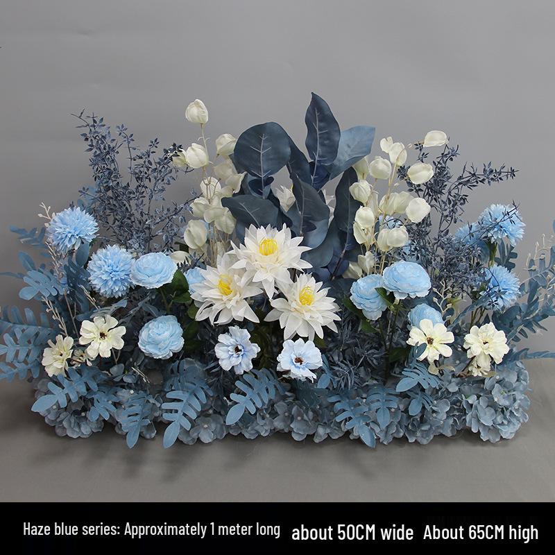 Blue Artificial Flower Row for Wedding Aisles and T-stage Decorations
